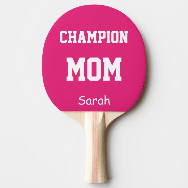 Champion Mom Name Personalized Ping Pong Paddle (Front)