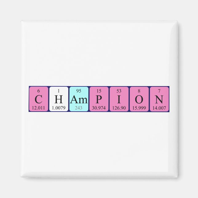 Champion periodic table name magnet (Front)