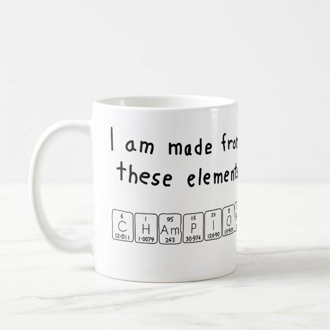 Champion periodic table name mug (Left)