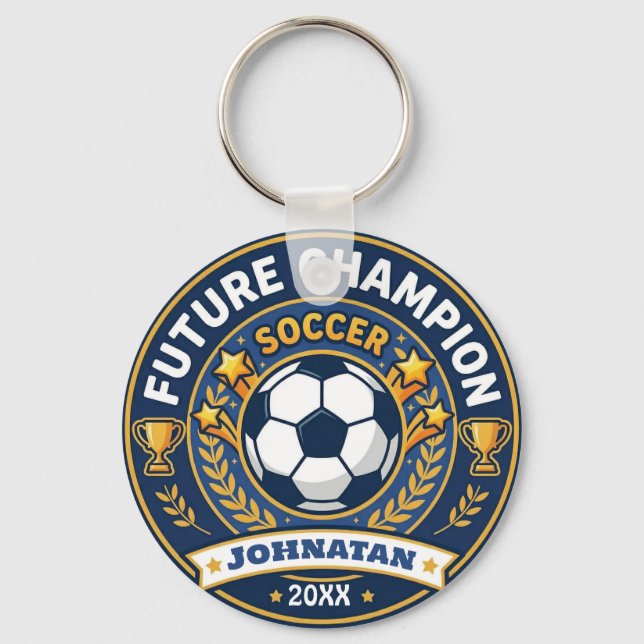 Champion Soccer Future Star With Name and Date Key Ring (Front)