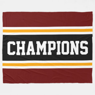 CHAMPIONS Athletic Bold Red Black Yellow Stripes Fleece Blanket
