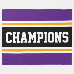 CHAMPIONS Athletic Royal Purple Black Stripes Fleece Blanket