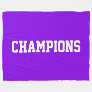 CHAMPIONS Athletic White Text On Bright Purple Fleece Blanket