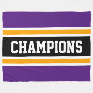 CHAMPIONS Fun Bold Deep Black Orange Stripes Fleece Blanket