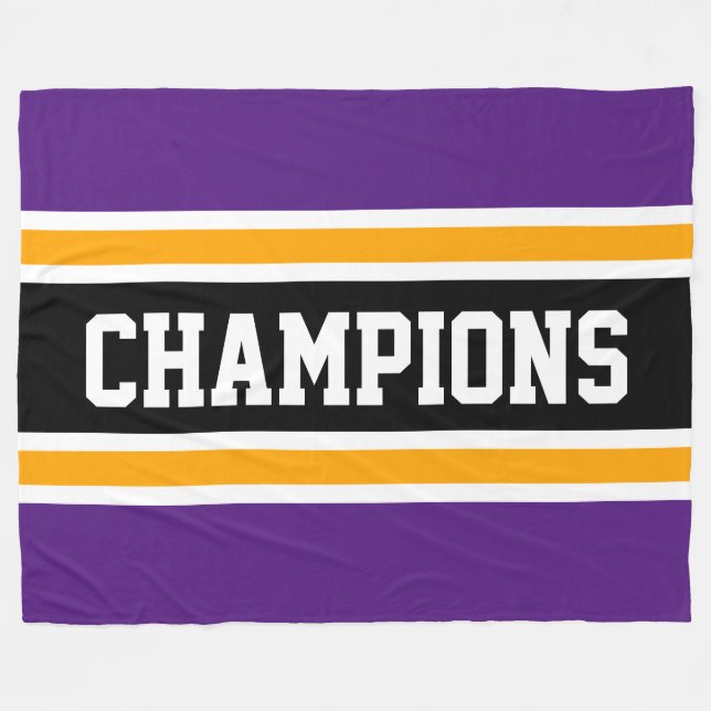 CHAMPIONS Fun Bold Deep Black Orange Stripes Fleece Blanket (Front (Horizontal))