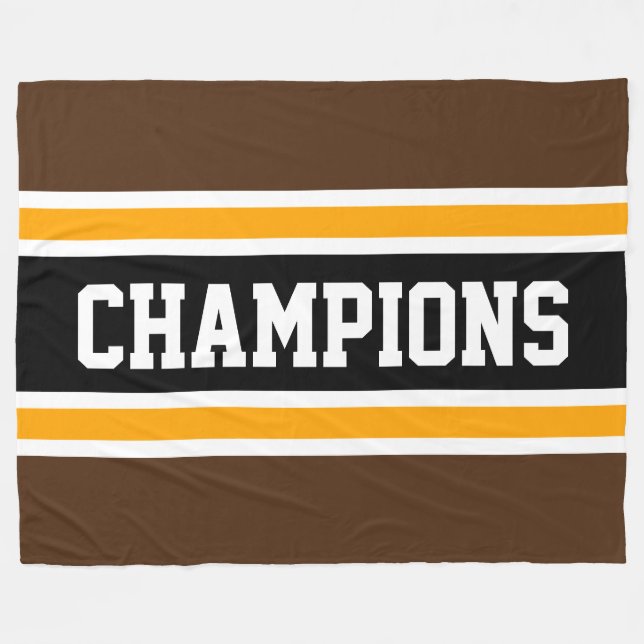 CHAMPIONS Fun Bold Deep Black Orange Stripes Fleece Blanket (Front (Horizontal))