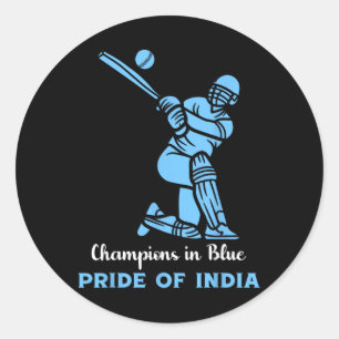 Champions In Blue Pride Of India Indian Cricket Pl Classic Round Sticker