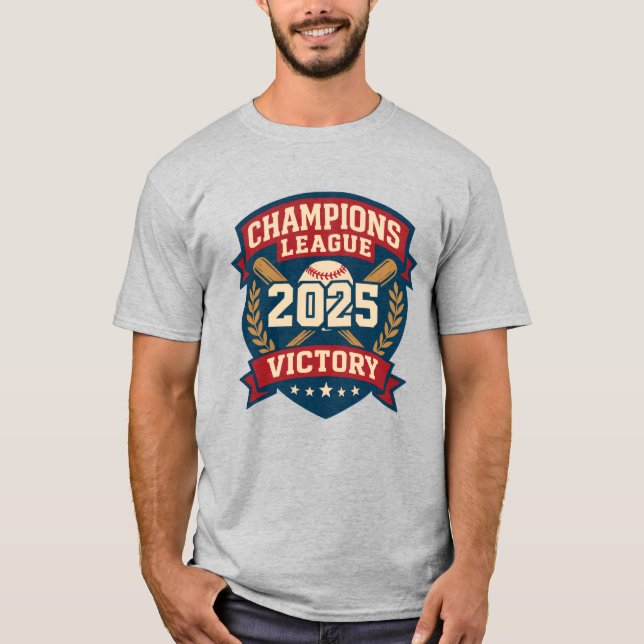 Champions League 2025 Baseball Victory Emblem T-Shirt (Front)