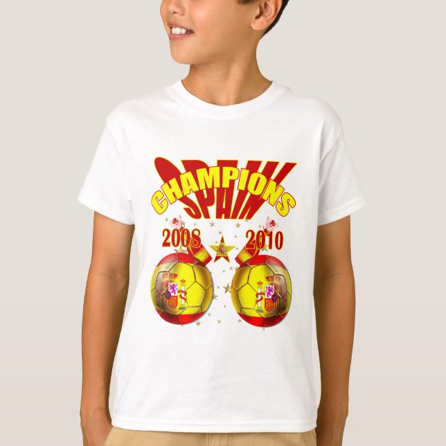 Champions Spain Europe 2008 World 2010 T-Shirt (Front)