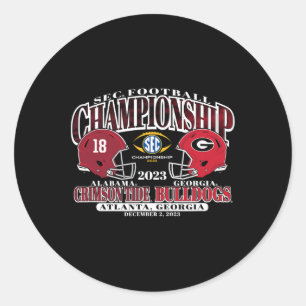 Championship 2023 Alabama V Georgia Football Black Classic Round Sticker