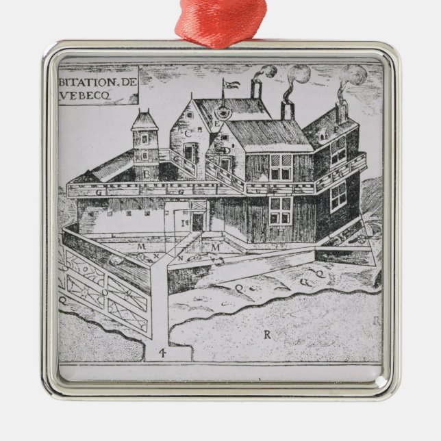 Champlain's View of Quebec Metal Ornament (Front)