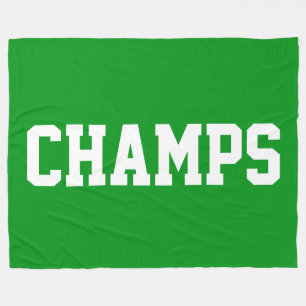 CHAMPS Athletic White Text On Sporty Bright Green Fleece Blanket