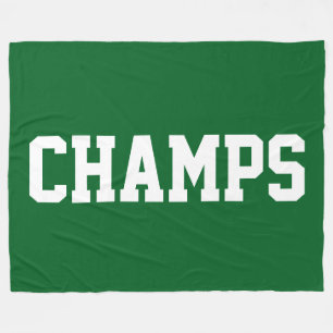 CHAMPS Athletic White Text On Sporty Deep Green Fleece Blanket