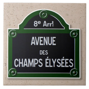 Champs Elysee Sign Large Ceramic Tile