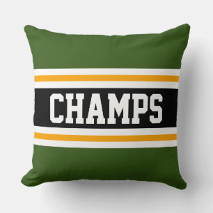 CHAMPS Forest Green Black Orange Racing Stripes Cushion