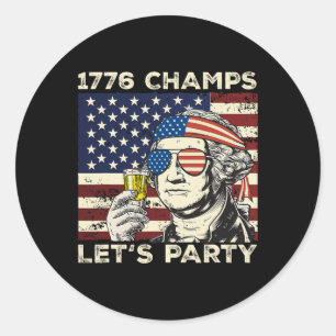 Champs Washington Drink Beer 4th Of July Novelty Classic Round Sticker