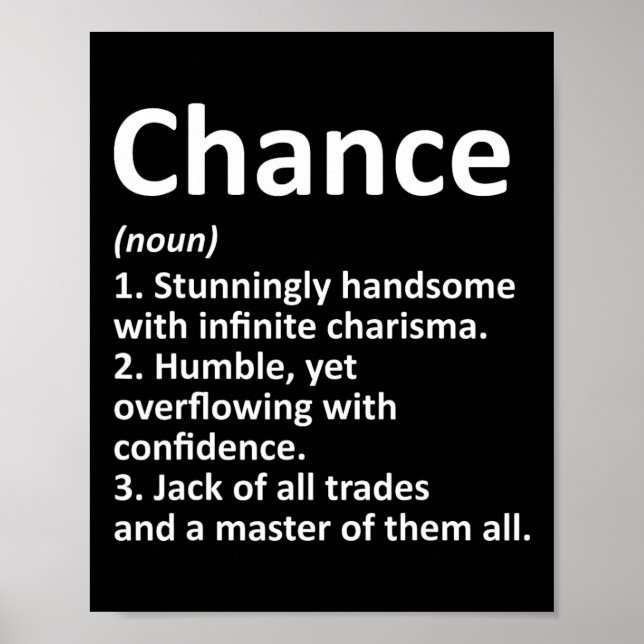 Chance Definition Personalised Name Funny Birthday Poster (Front)