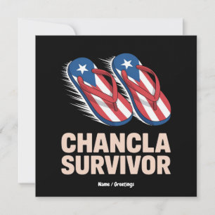 Chancla Survivor Funny Puerto Rico Joke Gift  Invitation