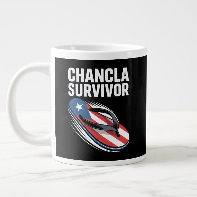 Chancla Survivor Funny Spanish Joke Large Coffee Mug (Left)