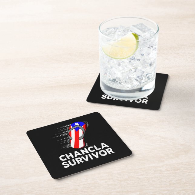 Chancla Survivor Square Paper Coaster (Insitu)