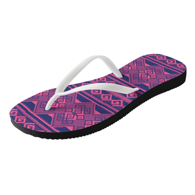 Chanclas Manto Andino Azul and Magenta Thongs (Angled)
