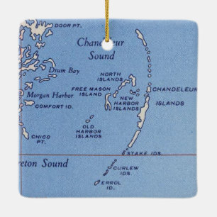 Chandeleur Islands Vintage Map Ceramic Ornament