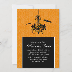 Chandelier and Bats Halloween Party Invitation