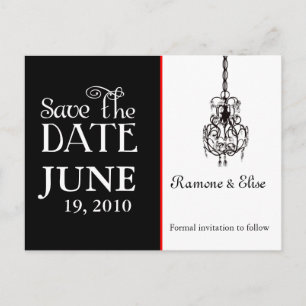Chandelier Black and white save the date Announcement Postcard