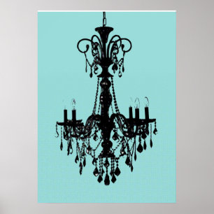Chandelier Blue Poster