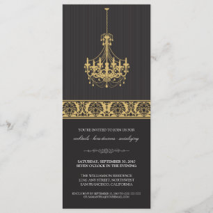 Chandelier Cocktail Party Invite (black/gold)