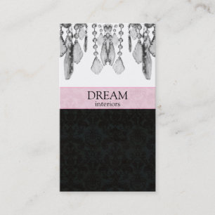 Chandelier Crystals Real Estate Business Card Pink