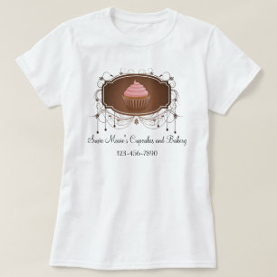 Chandelier Frame Cupcake Pink and Brown Damask T-Shirt