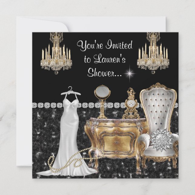 CHANDELIER GLAMOUR Bridal Shower INVITATIONS (Front)
