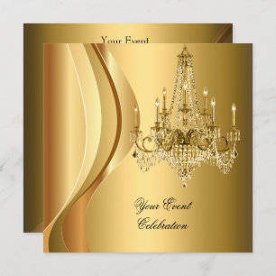 Chandelier Gold Elegant Party Invitation