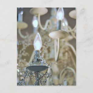 Chandelier, light and glass postcard