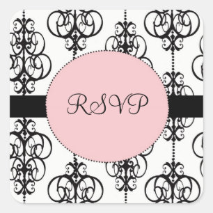 Chandelier Pink Square RSVP Wedding Envelope Seals