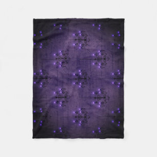 Chandelier purple, black gothic vintage fleece blanket