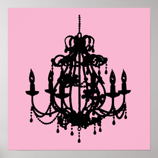 Chandelier silhouette wall art poster print (Front)
