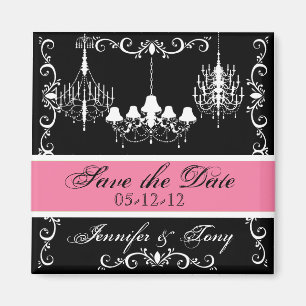 Chandeliers With Pink Save the  Date Magnet