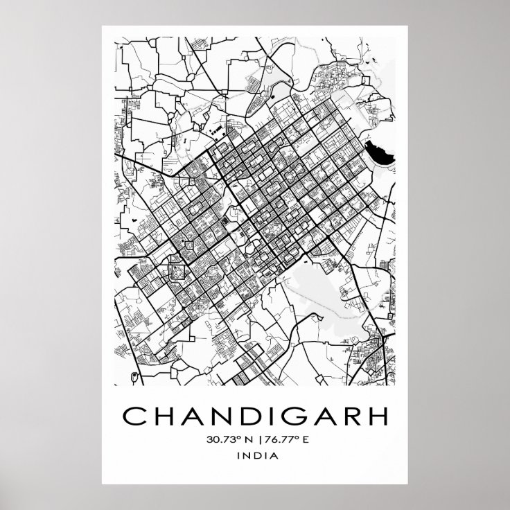 Chandigarh Map Poster| Punjab| India Poster | Zazzle