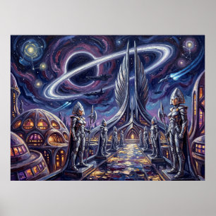 Chandilar Starry Night Comic Art Landscape Poster