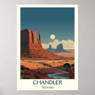 Chandler Arizona Retro Travel Poster | Vintage Red