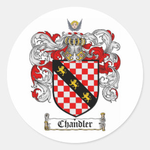 CHANDLER FAMILY CREST -  CHANDLER COAT OF ARMS CLASSIC ROUND STICKER