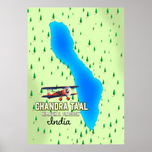 Chandra Taal Himachal Pradesh Indian lake map Poster