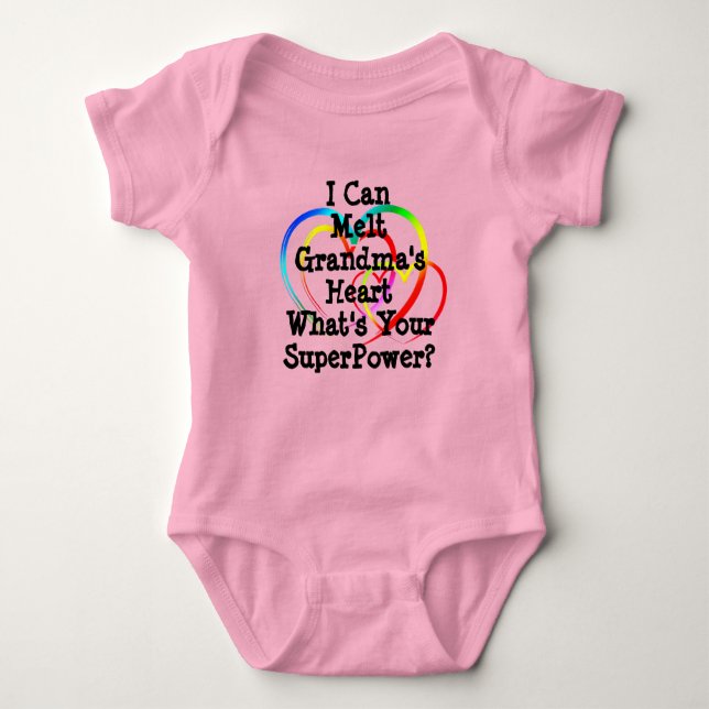 Chang ANY Text - Melt Grandma's Heart - Superpower Baby Bodysuit (Front)