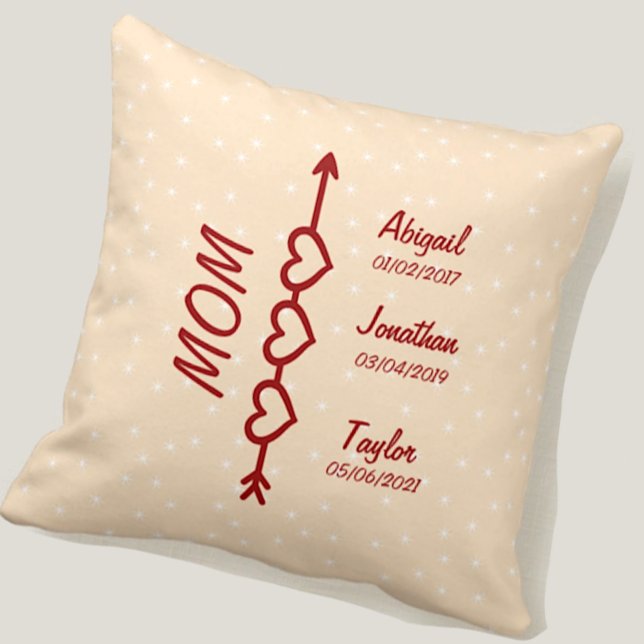Change Add Children Kids Names Date Mum Boho Arrow Cushion (Creator Uploaded)