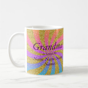 Change Add Names Grandma Is Loved By - Gold Stars Coffee Mug