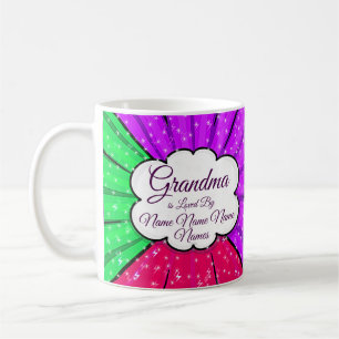 Change Add Names Grandma Is Loved By Green Purple Coffee Mug