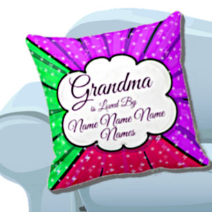 Change Add Names Grandma Is Loved By Green Purple Cushion