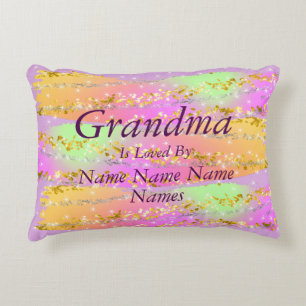 Change Add Names Grandma Is Loved By - Stars Mauve Decorative Cushion